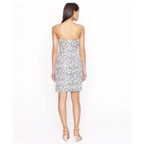 Cream/navy floral straples Dress - Picture 2 of 9